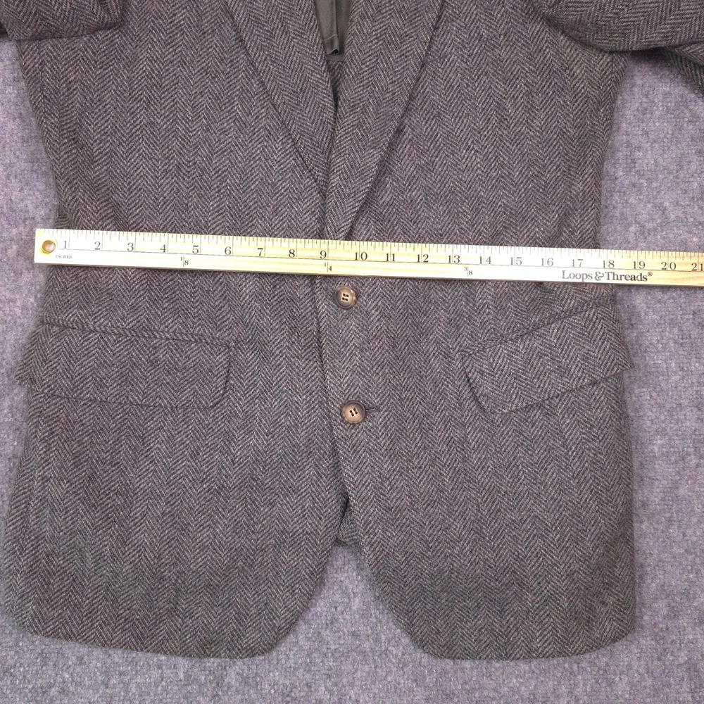 VTG American Craftsmen Blazer Herringbone Tweed Mens 40R Grey Brown USA Academia